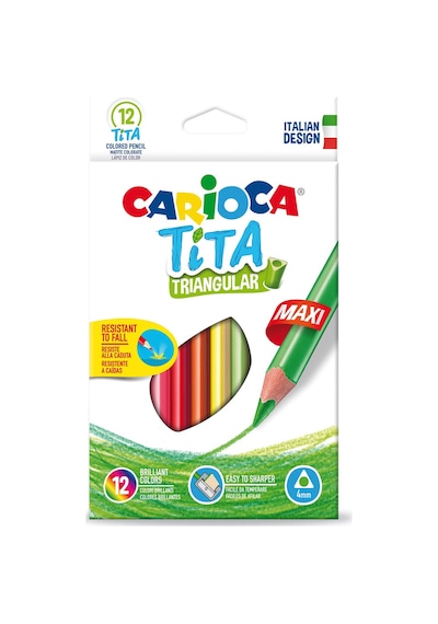 Carioca Tita Maxi Üçgen Kuru Boya Kalemi 12'li 124-Pembe