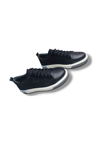 Growish Gr0265 Hakiki Deri & Nubuk Kaydırmaz Ray Taban Sneaker Ayakkabı Siyah