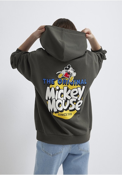 Mavi - Mickey Mouse Sırt Baskılı Haki Sweatshirt 1s10521-71553 Yeşil