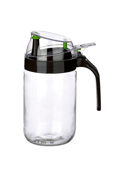 Cam Yağdanlık Ve Zeytinyağlık 660 Ml & Yaylı Otomatik Kapaklı, Sızdırmaz Yağ Şişesi Siyah - 927543623 Siyah