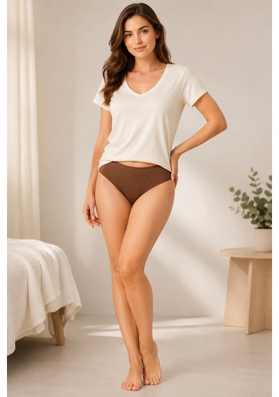 Loule Kadın 3'lü İz Yapmaz Modal Bikini Külot Somon Kahve Koyu Ten Çok Renkli