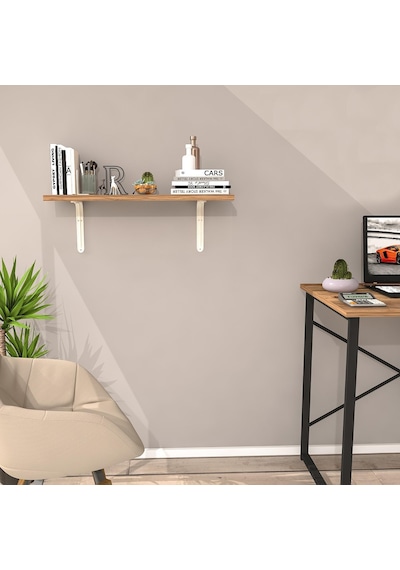 L Konsol Duvar Rafı - Duvara Monte Raf Siyah-20x60 Cm Siyah