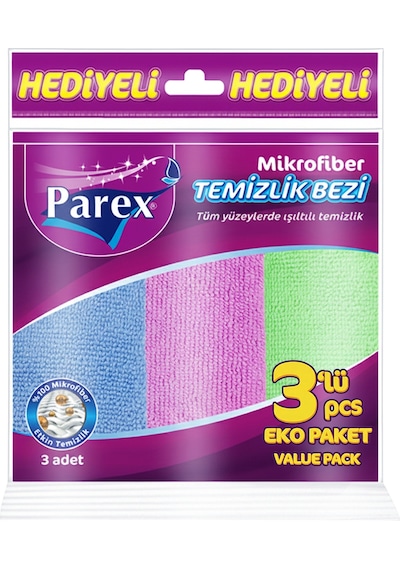 Mikrofiber Karışık Renkli 3'lü Temizlik Bezi Ve 5'li Bubble Sünger Paketi