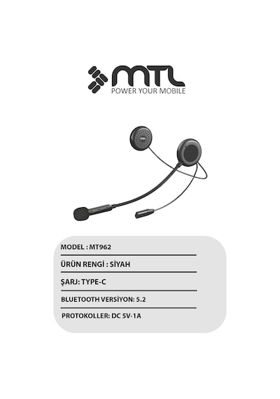 Kask İçi Bluetooth Kulaklık -otomatik Cevaplama Universal İos & Android Destekli Mt-a962