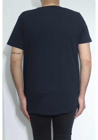 Santa Dmctekstil Erkek Düz Spor Kesim Dar Kalıp Bisiklet Yaka Battal T-shirt Lacivert