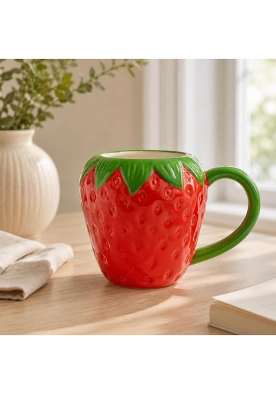 Çilek Tasarım Seramik Kupa Bardak, Büyük Boy Dekoratif Çilek Desenli Mug Kupa, Kahve, Çay Ve Sıcak İçecekler İçin Günlük Kullanıma Uygun Şık Seramik Fincan Beyaz - Çok Renkli Çilek Tasarım Seramik Kupa Bardak, Büyük Boy Dekoratif Çilek Desenli Mug Kupa, Kahve, Çay Ve Sıcak İçecekler İçin Günlük Kullanıma Uygun Şık Seramik Fincan Beyaz - Çok Renkli