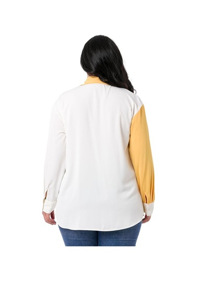 Disentis Büyük Beden Gömlek Yaka Üç Renkli Tek Cepli Sarı Gömlek
