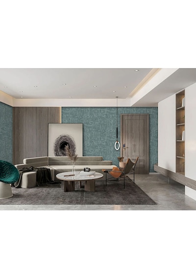 Adawall Muse Koleksiyonu- 25101-5 Petrol Yeşili Dokulu Silinebilir Nonwoven Vinil Duvar Kağıdı 1.06x15.6m Yeşil