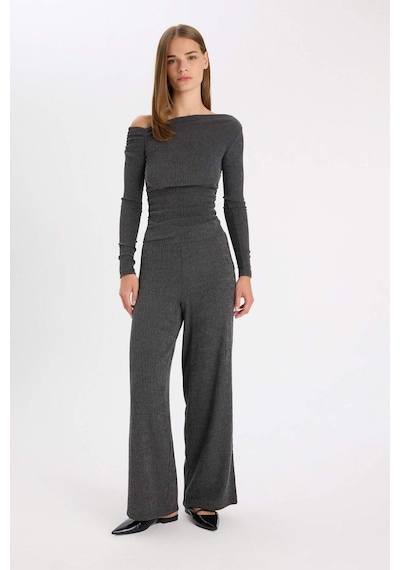 Defacto Wide Leg Bürümcük Pantolon D5141AX24AUAR191 Antrasit