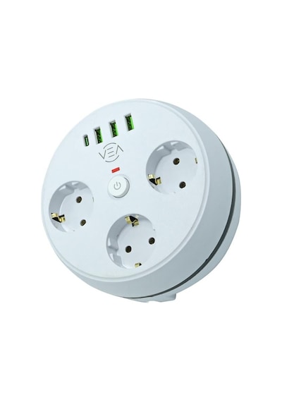 Vea Ve-26583 3 Lü 1.5 Metre Kablolu 3 Usb / Type-c Girişli Akım Korumalı Grup Priz 0