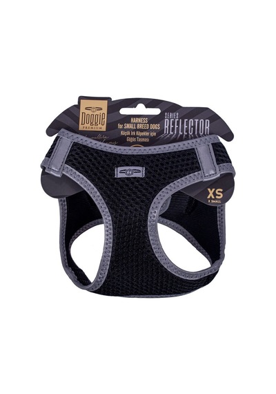 Doggie Havalı Dokuma Reflektör Serisi Küçük Irk Göğüs Tasması Siyah XS-30-34Cm Siyah