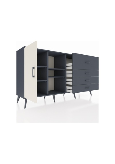 Hyperion Konsol 4 Raflı 4 Çekmeceli Tek Kapaklı 176x44x99 Antras Antrasit-aytaşı/antrasit Hyperion Konsol 4 Raflı 4 Çekmeceli Tek Kapaklı 176x44x99 Antras Antrasit-aytaşı/antrasit