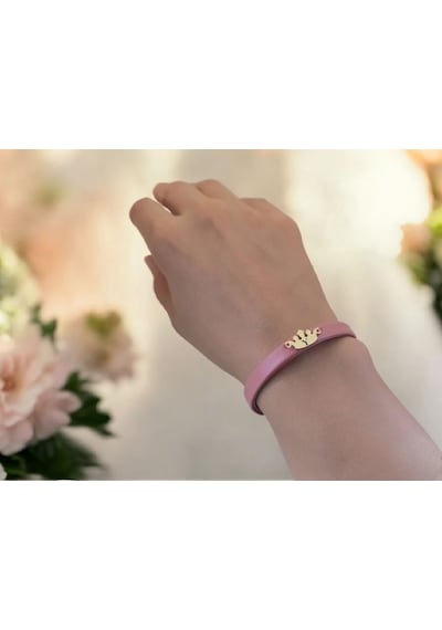 Archin Y Harfine Özel Taç Motifli 14 Ayar Altın Plakalı Koyu Pembe Derili Hediye Bileklik-624harf Y Archin Y Harfine Özel Taç Motifli 14 Ayar Altın Plakalı Koyu Pembe Derili Hediye Bileklik-624harf Y