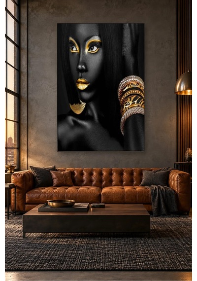 Fida Altın Göz Farlı Ve Bilezikli Afrikalı Kadın Canvas Tablo Çok Renkli