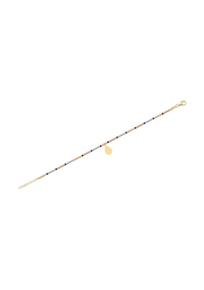 Diamond Line - Gülaylar - 3 Renkli Altın 14 Ayar Toplu Bileklik Standart N11.21849 Sarı Altın
