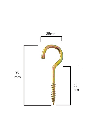 Piton 23 150 Çengel 9cm Vidalı Askı Eğri Se Demir Duy Kanca -10 Adet 90mm