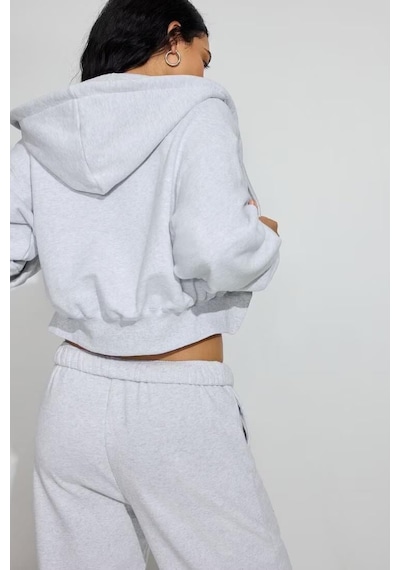 Karmelanj Crop Kapşonlu Fermuarlı Kadın Sweatshirt Mg2608 Karmelanj