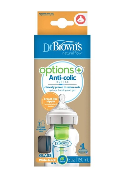 Nessiworld Dr Brown's Geniş Ağız Anti Kolik Options+ Cam Biberon 150 Ml