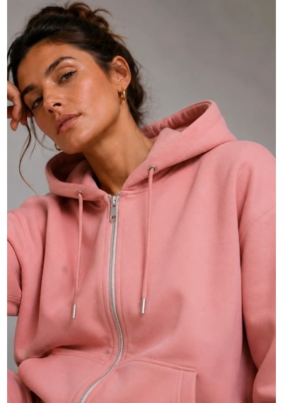 Bb Butik Basic Kadın Oversize Fermuarlı Kapüşonlu Sweatshirt Üç İplik Sweatshirt Hırka My3535 Pembe Bb Butik Basic Kadın Oversize Fermuarlı Kapüşonlu Sweatshirt Üç İplik Sweatshirt Hırka My3535 Pembe