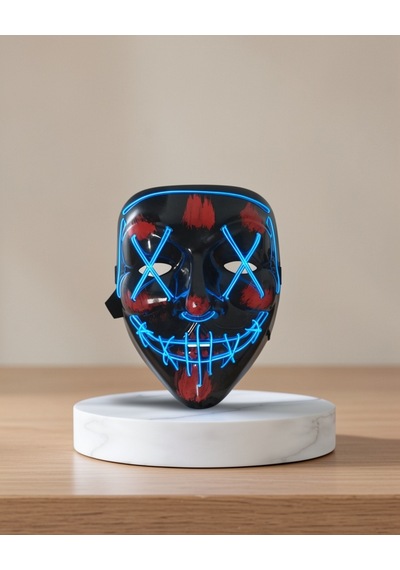 Led Işıklı Maske, Floresan Yeşil, 3 Modlu, Pvc, 220x170mm Yetişkin