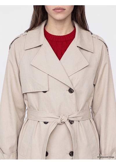 Lcw Modest Bej Kuşaklı Kadın Gabardin Trençkot
