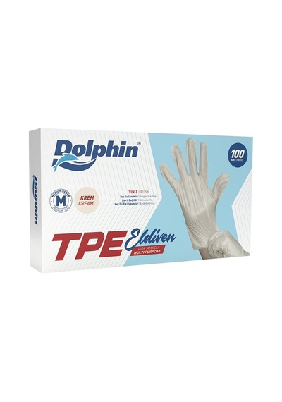 Dolphin Tpe Eldiven Krem 100lü Medium Kullan At Eldiven 8'li Avantaj Paketi - 8 Adet Tarı