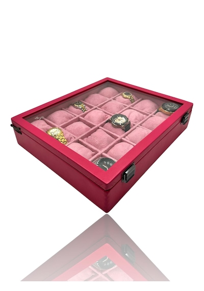 Diji 20'li Saat Kutusu Saat Çantası Pembe İçi Pembe Pembe Yastıkl