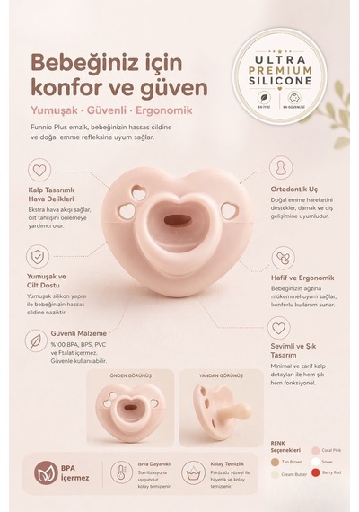 Tgm Baby Kalpli Emzik Askısı Ve Diş Kaşıyıcı Askısı Özel Taşıma Kablı Açık Kahverengi
