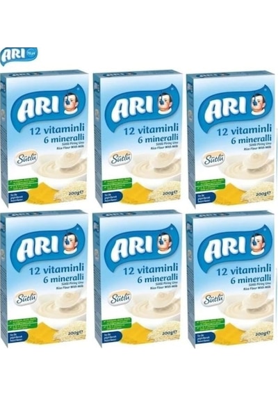 Arı Mama 12 Vitaminli 6 Mineralli Sütlü Pirinçli 200gr 6'lı Paket