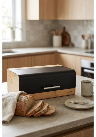 Cooker Viona Metal Kapaklı Bambu Ekmek Kutusu Ckr4540 Siyah