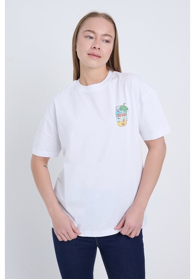 Velvoria Unisex Oversize Beyaz Summer T-shirt