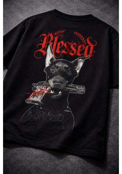 Yolo Street Blessed Doberman Oversize Tişört Sırt Baskılı Streetwear Siyah %100 Pamuk Unisex Siyah Yolo Street Blessed Doberman Oversize Tişört Sırt Baskılı Streetwear Siyah %100 Pamuk Unisex Siyah