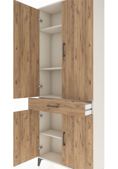 Arges Dolap 4 Raflı Tek Çekmeceli 4 Kapaklı 88x30x221 Aytaşı-çam Aytaşı
