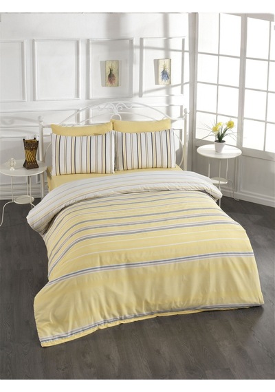 Pamuklu Sarı Çarşaflı Çift Kişilik Nevresim Takımı 200x220 Sarı
