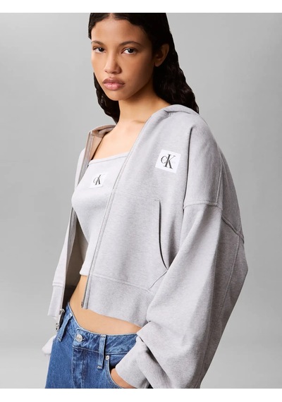 Calvin Klein A- French Terry Badg, P79 Gri Kadın Ceket