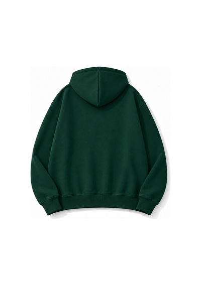 Herkesemoda Trust God Baskılı Kanguru Cepli Oversize Sweatshirt Yeşil