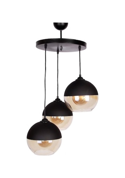 Mylights Rustik Bal Camlı Üçlü Avize Camlar 20 Cm Taban 30 Cm