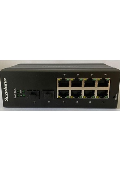 Scodeno 8 Port Bakır 8 10/100/1000 2 1000 Port Fiber Girişli 10 Port Endüstriyel Yönetilebilir Poe Switch Ons-8