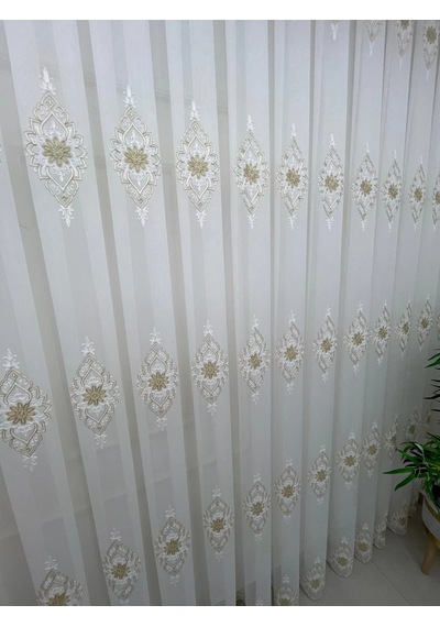 Nivemeshome Belinda 711 Gold 1/3 Pileli Tül Perde Apm Ekru