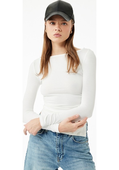 Koton Tshırt Ls Ekru 7wal10137ık