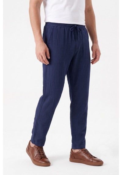Mösyö Erkek Baggy Kalıp Müslin Kumaş Pantolon Bgl-st05592 Lacivert