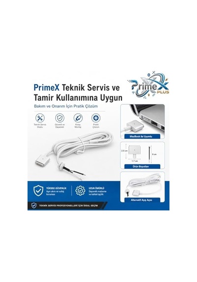 Px-mac2 Magsafe 2 Güç Adaptörü Kablosu, Apple Macbook A1425 A1435 A1465 A1502 Uyumlu, 5 Pin T Stili Manyetik Şarj Tamir Kablosu, 45w 60w 85w Adaptör İçin, 1.8 Metre