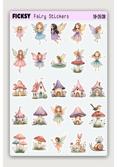 Sevimli Peri Sticker Seti - 50 Adet Etiket Çıkartma Diğer