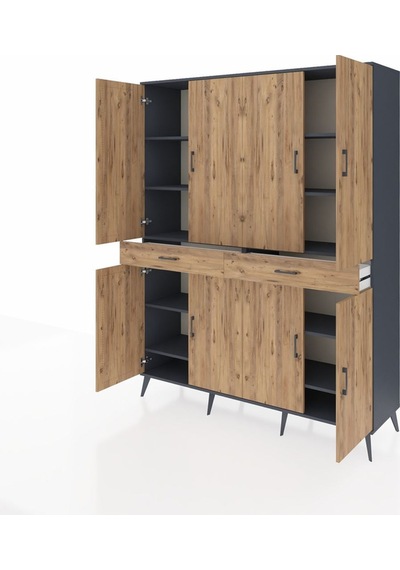 Hyperion Gardrop 10 Raflı 2 Çekmeceli 8 Kapaklı 176x44x221 Antrasit-çam Çam Hyperion Gardrop 10 Raflı 2 Çekmeceli 8 Kapaklı 176x44x221 Antrasit-çam Çam