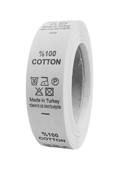 Örenler Plastik 2 Cm Bez Yıkama Yaka Etiketi 500'lü Rulo Pamuk 100% Beyaz