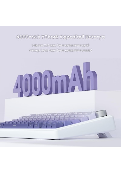 Aula F75 Mekanik Rgb Tkl Seiya Switch Kablosuz Makrolu Hot Swap Klavye Gradyan Mor