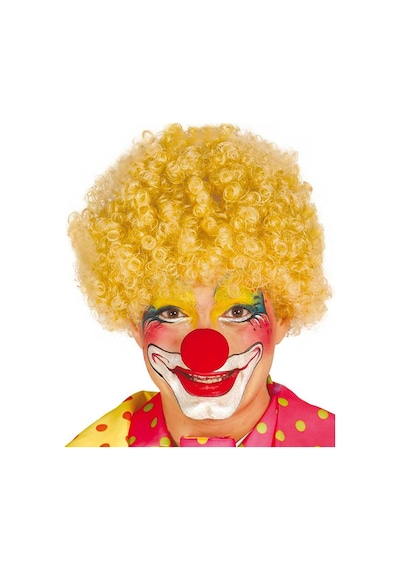 Sarı Renk Kıvırcık Afro Bonus Peruk Takma Ve Kırmızı B Seti Çok Renkli