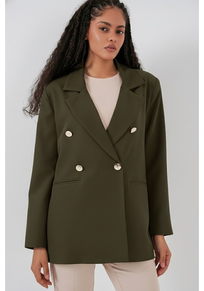 Bigdart Kadın Kruvaze Yaka Blazer Ceket 0722 - Haki