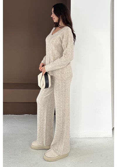 Noa & Noa Kadın Örgü Triko Takım Cozy Texture Bej