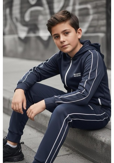 Dalgıç Kumaş Unisex Çocuk Eşofman Takımı Unlimited Potential Esf1725y Lacivert